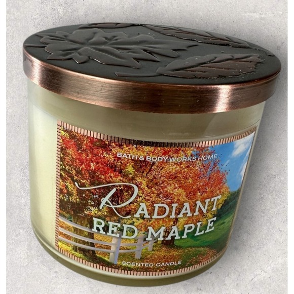 NEW! Bath & Body Works Radiant Red Maple Scented 3 Wick Candle Large 14.5 OZ - Picture 9 of 9